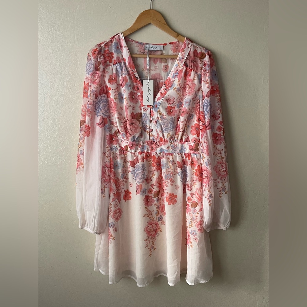 Petal & Pup pink floral print chiffon boho dress cottagecore